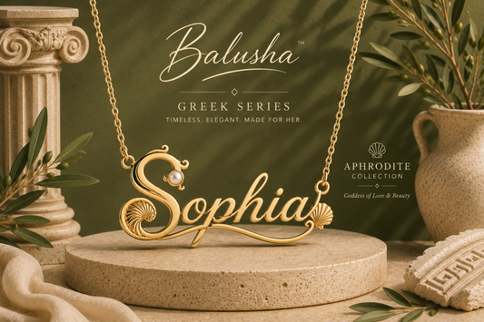 Personalized Gold Name Pendant | Aphrodite Collection | Custom Greek Name Necklace