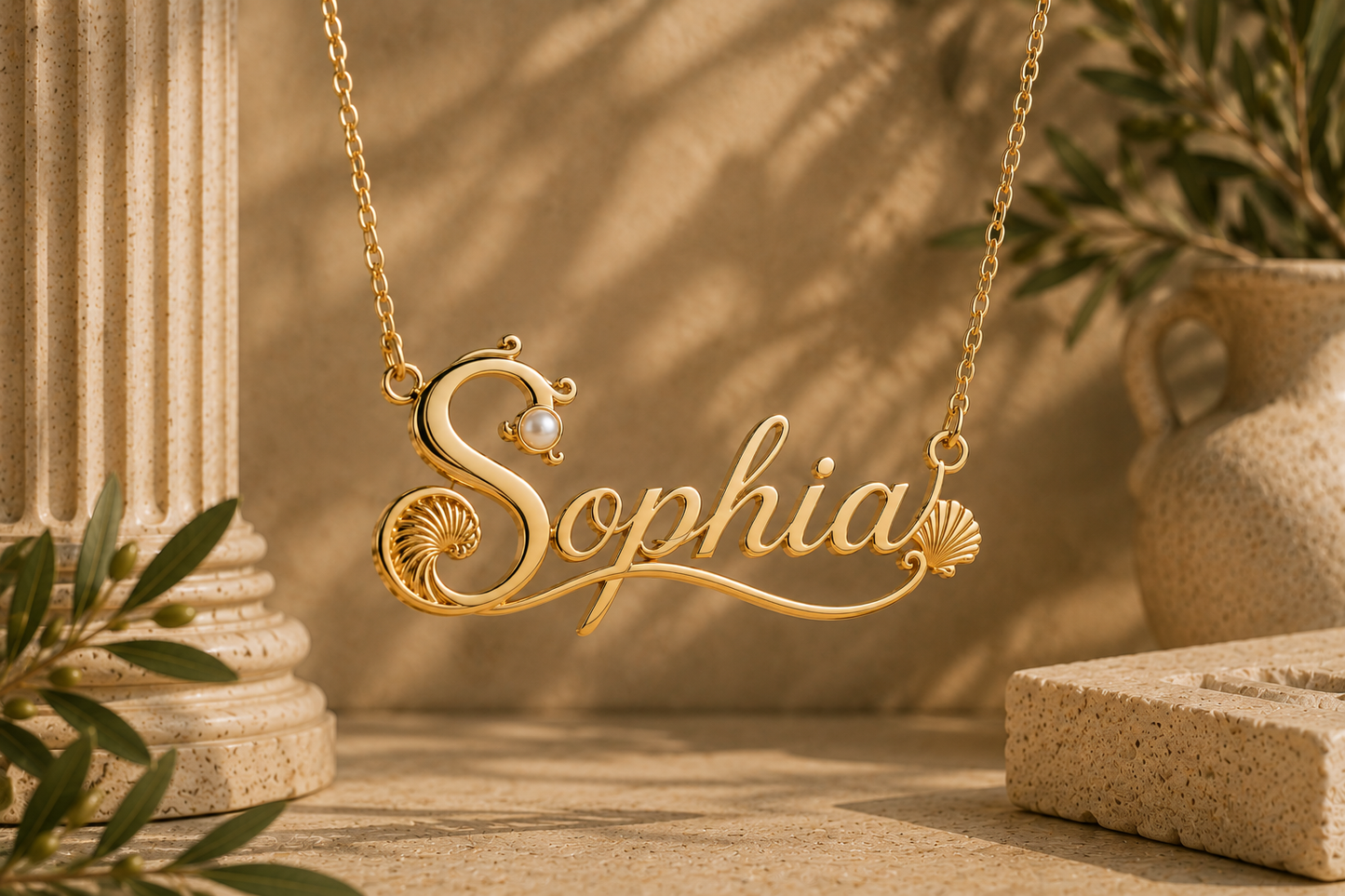 Personalized Gold Name Pendant | Aphrodite Collection | Custom Greek Name Necklace