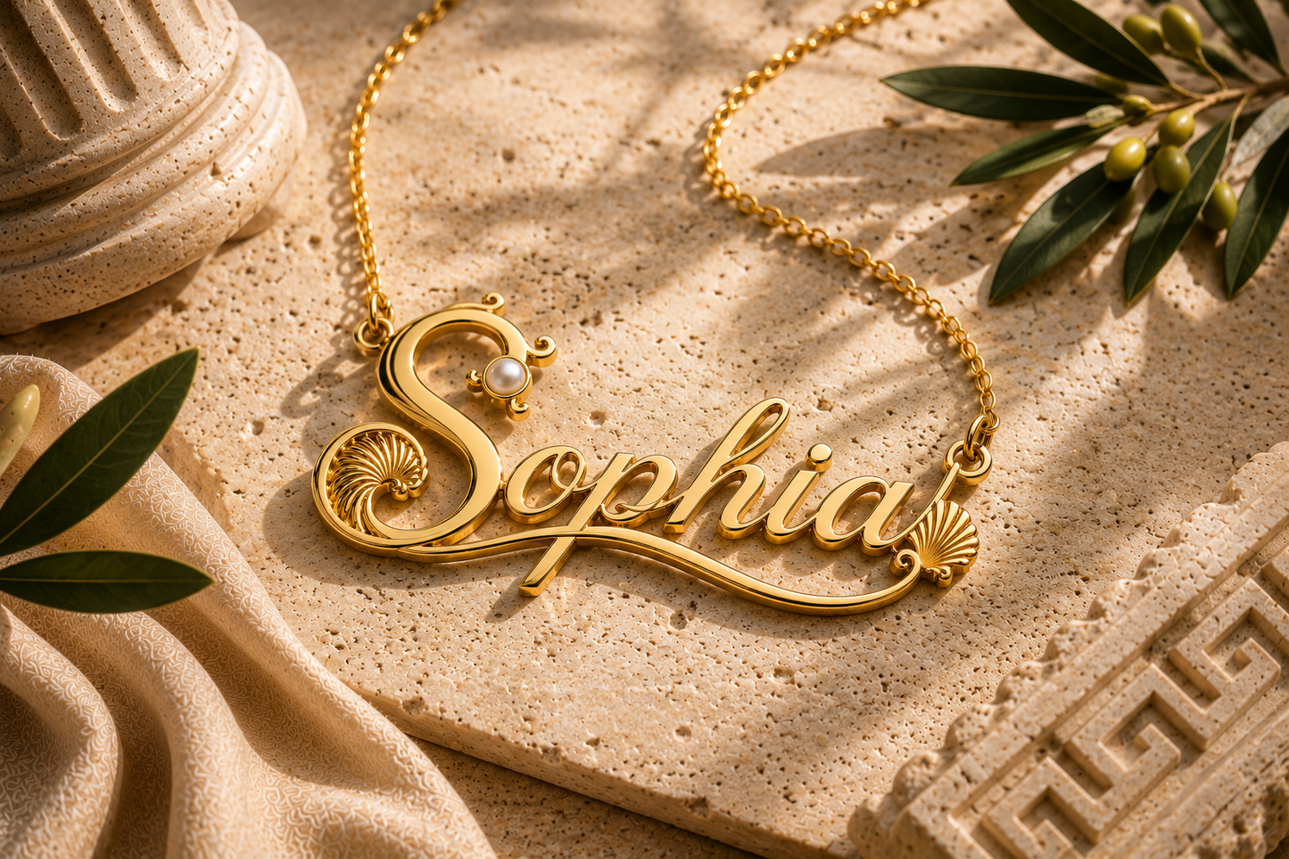 Personalized Gold Name Pendant | Aphrodite Collection | Custom Greek Name Necklace
