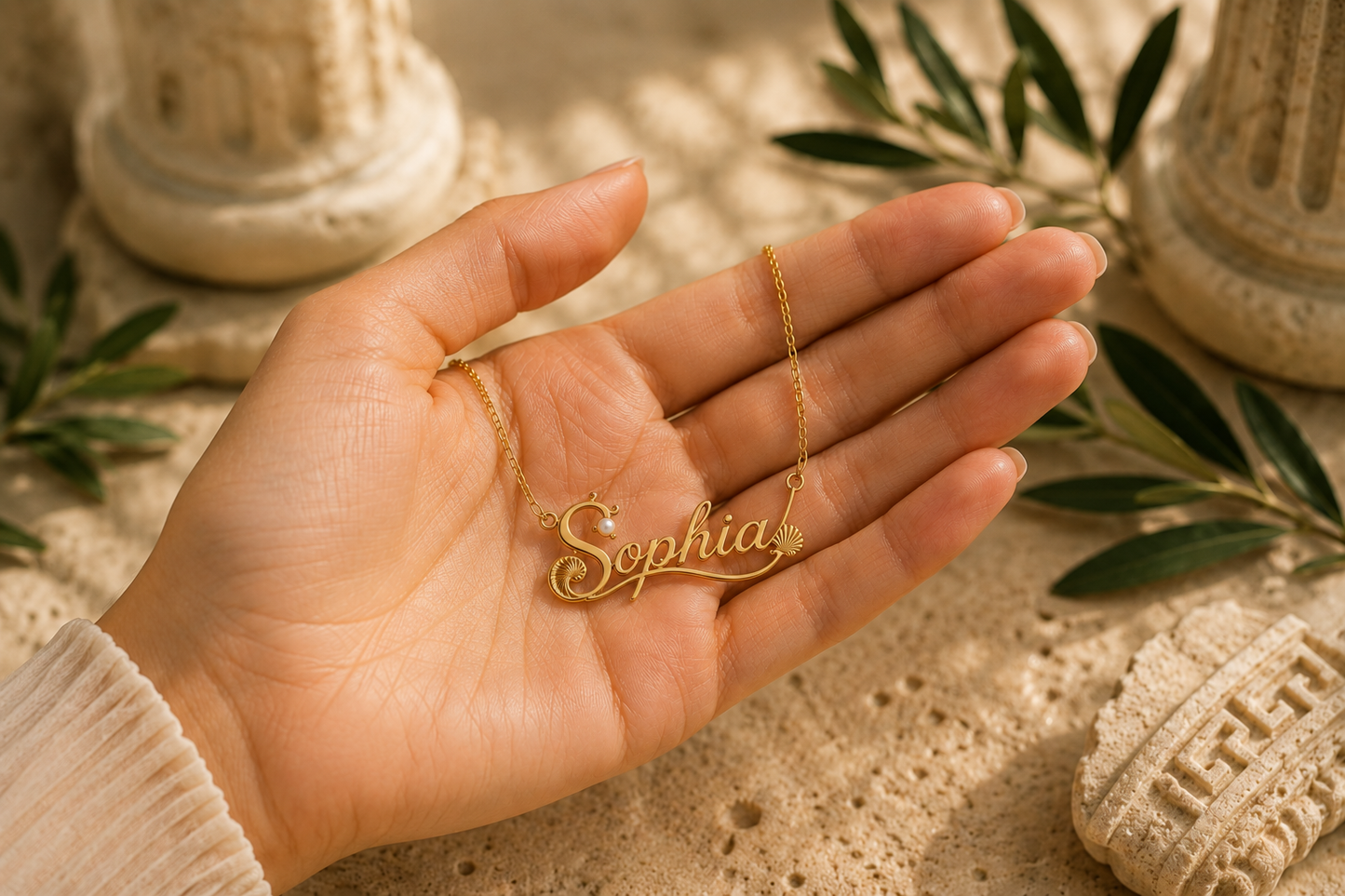 Personalized Gold Name Pendant | Aphrodite Collection | Custom Greek Name Necklace