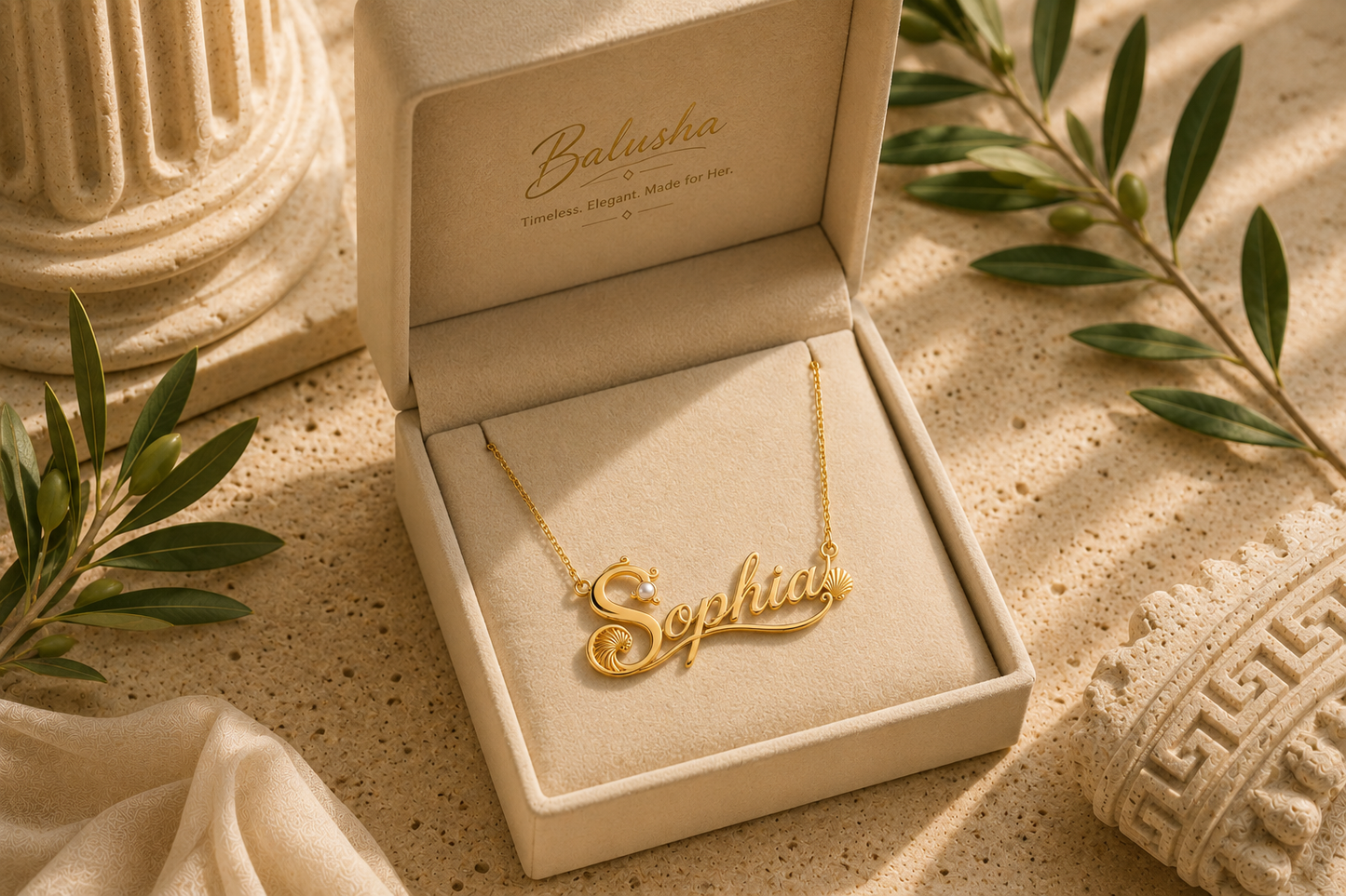 Personalized Gold Name Pendant | Aphrodite Collection | Custom Greek Name Necklace